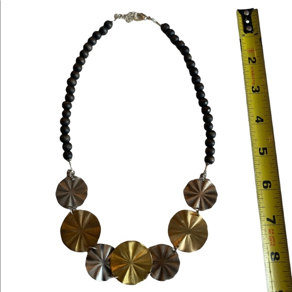 Silver and Gold Tone Medallion Necklace - Picture 4 of 4